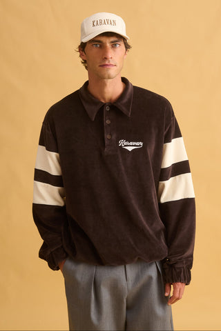 karavan clothing fashion fall winter 25 homecoming men collection albert polo sweater brown ivory