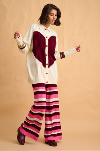 karavan clothing fashion fall winter 25 homecoming collection rozy knitted shirt ivory bordeaux heart