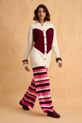 karavan clothing fashion fall winter 25 homecoming collection valeria knited trousers pink bordeaux ivory