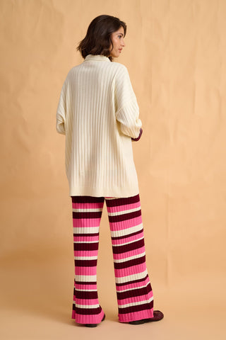 karavan clothing fashion fall winter 25 homecoming collection valeria knited trousers pink bordeaux ivory