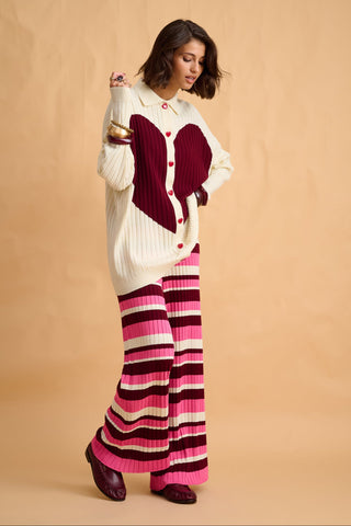 karavan clothing fashion fall winter 25 homecoming collection valeria knited trousers pink bordeaux ivory