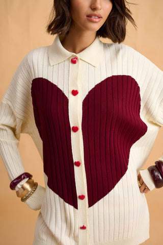 karavan clothing fashion fall winter 25 homecoming collection rozy knitted shirt ivory bordeaux heart