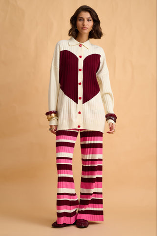 karavan clothing fashion fall winter 25 homecoming collection rozy knitted shirt ivory bordeaux heart