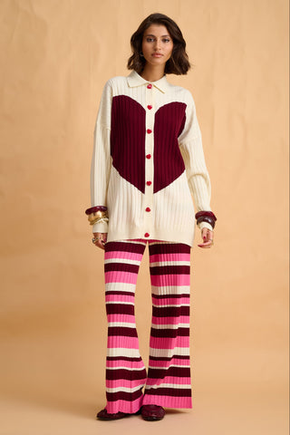 karavan clothing fashion fall winter 25 homecoming collection valeria knited trousers pink bordeaux ivory