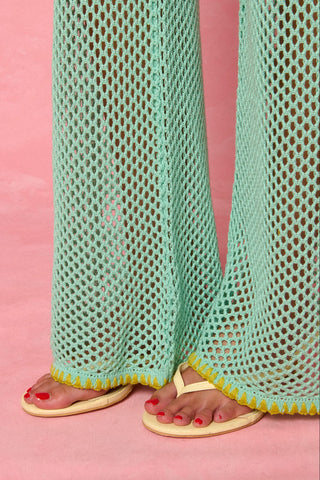 karavan clothing fashion spring summer 26 nai weekendwear collection ruby knitted trousers aqua lime