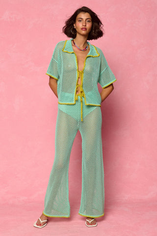 karavan clothing fashion spring summer 26 nai weekendwear collection ruby knitted trousers aqua lime