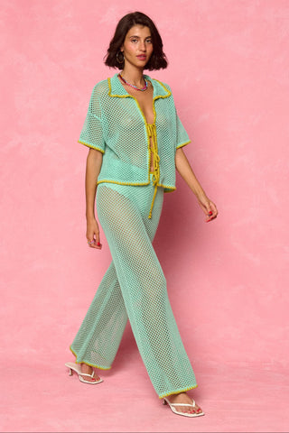 karavan clothing fashion spring summer 26 nai weekendwear collection ruby knitted trousers aqua lime