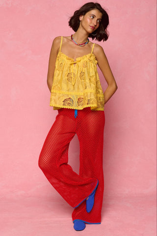 karavan clothing fashion spring summer 26 nai weekendwear collection ruby knitted trousers red blue