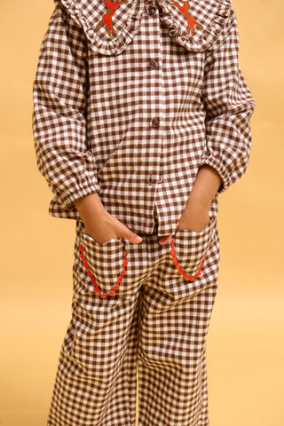 karavan clothing fashion fall winter 25 homecoming rookies collection sephia trousers checked brown