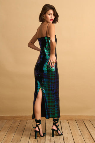 karavan clothing fashion KRVN well i did fall winter 24 25 christmas edition seraphina dress blue green