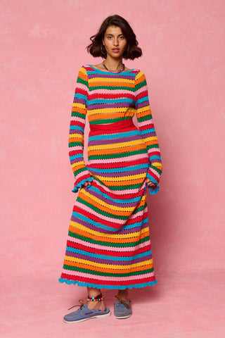karavan clothing fashion spring summer 26 nai vera's day collection serena dress multicolor lines
