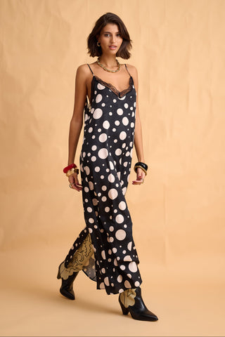 karavan clothing fashion fall winter 25 homecoming collection sophia dress black ivory polka dots