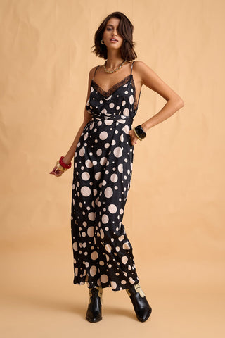 karavan clothing fashion fall winter 25 homecoming collection sophia dress black ivory polka dots