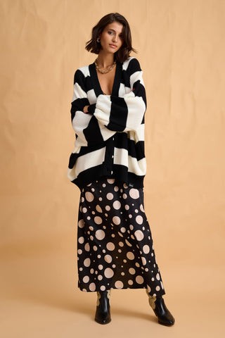 karavan clothing fashion fall winter 25 homecoming collection sophia dress black ivory polka dots