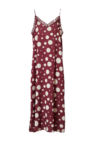 karavan clothing fashion fall winter 25 homecoming collection sophia dress bordeaux ivory polka dots