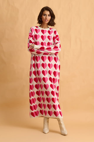 karavan clothing fashion fall winter 25 homecoming collection sorrel knitted dress ivory pink hearts