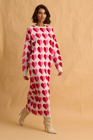 karavan clothing fashion fall winter 25 homecoming collection sorrel knitted dress ivory pink hearts