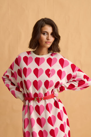 karavan clothing fashion fall winter 25 homecoming collection sorrel knitted dress ivory pink hearts