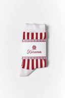 karavan loungewear planet fall winter 26' collection stripe socks white red