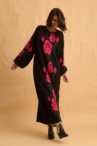 karavan clothing fashion fall winter 25 homecoming collection sybil knitted dress black roses