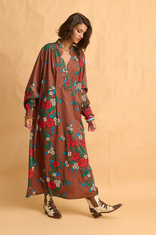 karavan clothing fashion fall winter 25 homecoming collection sylvia dress brown red carnation