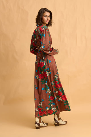 karavan clothing fashion fall winter 25 homecoming collection sylvia dress brown red carnation