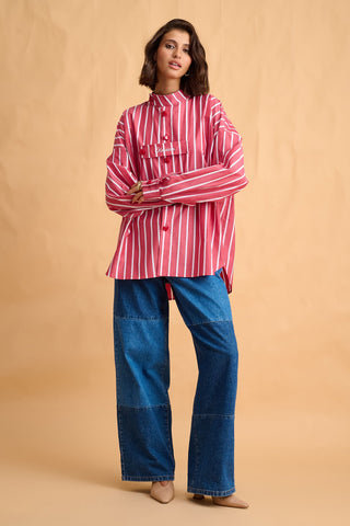 karavan clothing fashion fall winter 25 homecoming collection tessa shirt red white stripes