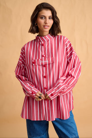 karavan clothing fashion fall winter 25 homecoming collection tessa shirt red white stripes
