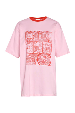 karavan clothing fashion spring summer 26 nai collection comic strip tee pink