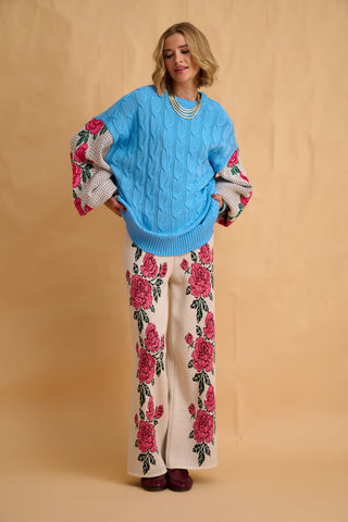 karavan clothing fashion fall winter 25 homecoming collection serafina knitted trousers ivory roses 