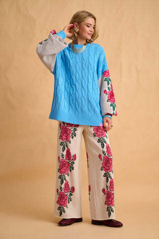 karavan clothing fashion fall winter 25 homecoming collection serafina knitted trousers ivory roses 