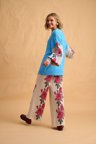 karavan clothing fashion fall winter 25 homecoming collection serafina knitted trousers ivory roses 