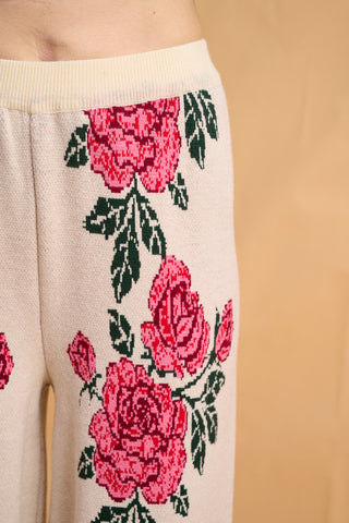 karavan clothing fashion fall winter 25 homecoming collection serafina knitted trousers ivory roses 