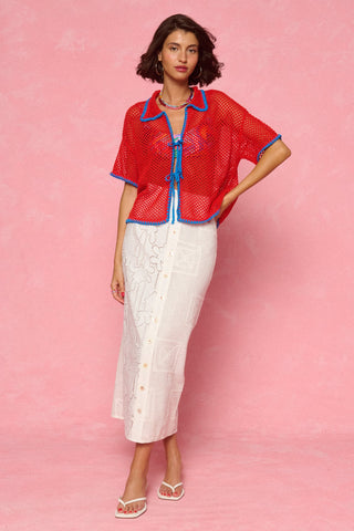 karavan clothing fashion spring summer 26 nai weekendwear collection smaragda knitted top blue red