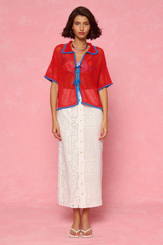 karavan clothing fashion spring summer 26 nai weekendwear collection smaragda knitted top blue red