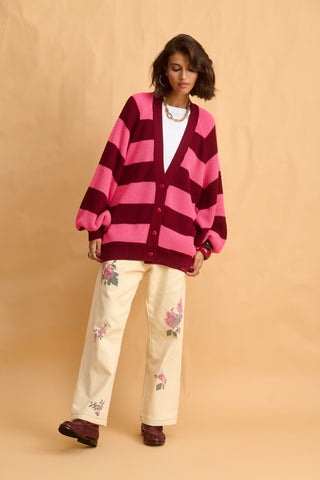 karavan clothing fashion fall winter 25 homecoming collection janice cardigan pink bordeaux