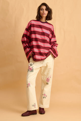 karavan clothing fashion fall winter 25 homecoming collection ginny longsleeve pink bordeaux stripes