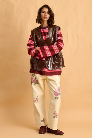 karavan clothing fashion fall winter 25 homecoming collection ginny longsleeve pink bordeaux stripes