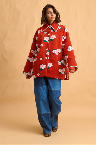 karavan clothing fashion fall winter 25 homecoming collection shiloh coat floral red