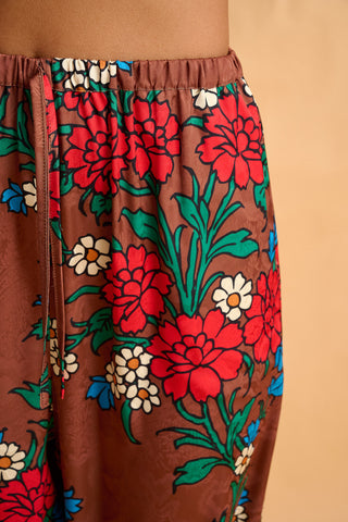 karavan clothing fashion fall winter 25 homecoming collection effie trousers brown red floral