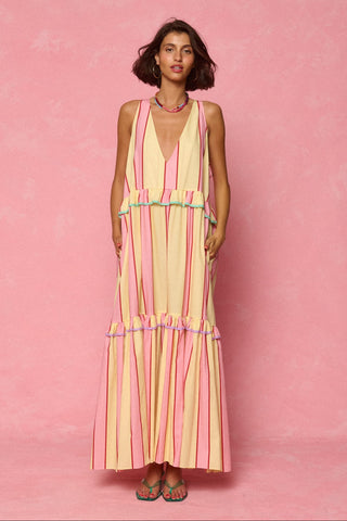 karavan clothing fashion spring summer 26 nai weekendwear collection zosia dress pink yellow stripes