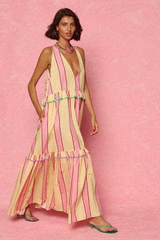 karavan clothing fashion spring summer 26 nai weekendwear collection zosia dress pink yellow stripes