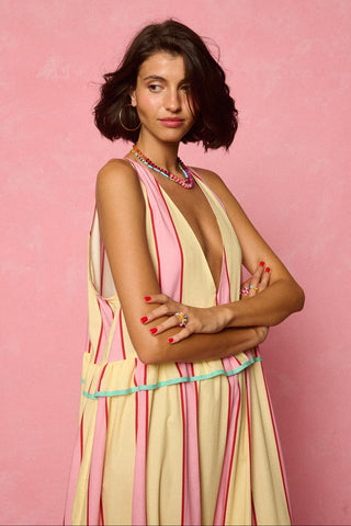 karavan clothing fashion spring summer 26 nai weekendwear collection zosia dress pink yellow stripes