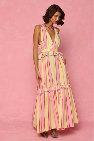 karavan clothing fashion spring summer 26 nai weekendwear collection zosia dress pink yellow stripes