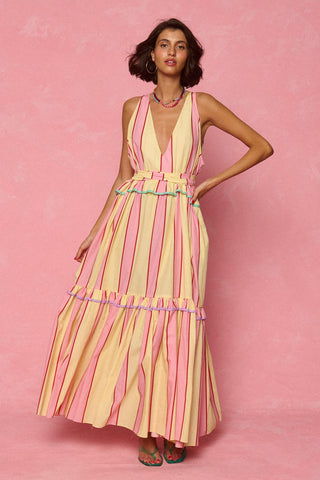 karavan clothing fashion spring summer 26 nai weekendwear collection zosia dress pink yellow stripes