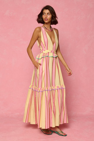 karavan clothing fashion spring summer 26 nai weekendwear collection zosia dress pink yellow stripes