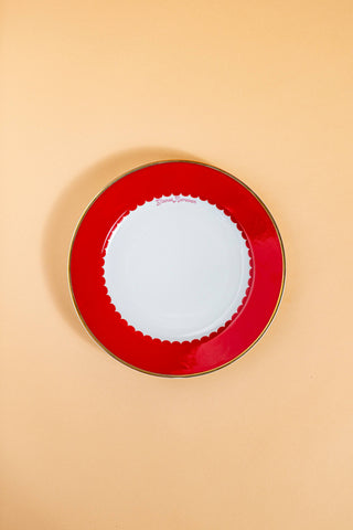 Porcelain Dessert Plate (Red)