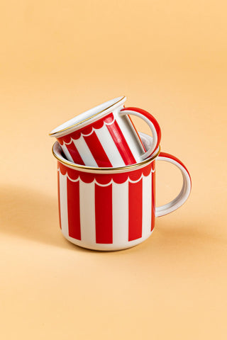 Mini Porcelain Mug (Stripes Red)