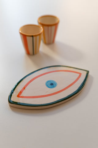 Serving Tray / Decorative Eye (Orange/Green)