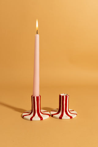 Candle Holder - Stripes Red